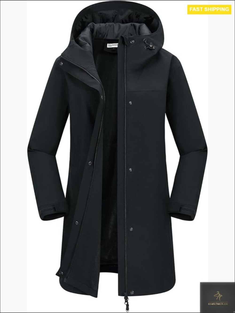 Waterproof Long Rain Jacket with Hood Trench Coat Windbreaker Breathable Mesh